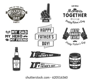 Happy Father's Day Badges and Design Elements Collection Vintage style father day labels. Monochrome typography style. Best for party greetings cards, t shirt, mug, banner, poster Vector illustration.