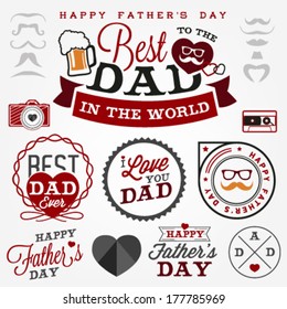 Happy Father's Day Badges and Labels in Vintage Style