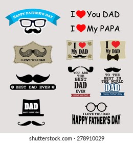 Happy Father's Day Badges and Labels Set / Happy Father's Day Greeting Card / I Love My DAD
