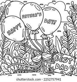 Happy Fathers Day Balloons Coloring Page for Kids