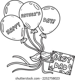 Happy Fathers Day Balloons Isolated Coloring Page