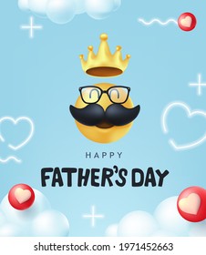 Happy Fathers Day banner background with Smiling emoji