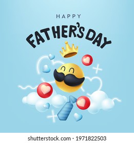 Happy Fathers Day Banner Background With Smiling Emoji