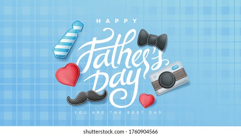 Happy Fathers Day banner background.Promotion and shopping template.Happy Fathers Day calligraphy.