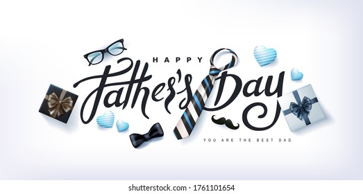 Happy Fathers Day banner background.Promotion and shopping template.Happy Fathers Day calligraphy.