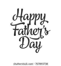 Happy Father's Day, banner. Beautiful greeting scratched calligraphy black text word. Hand drawn invitation print design. Handwritten modern brush lettering white background isolated vector