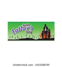 Happy Father's Day Banner Design. Silhouette of father and son