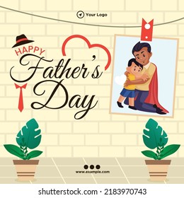 Happy father's day banner design template.