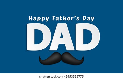 Happy fathers day banner design. Father's day greeting text background. Vector illustration