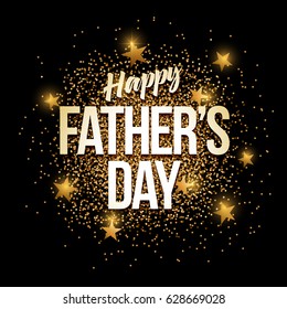 Happy Father's Day banner with gold glitter. Vector illustration. Elements are layered separately in vector file.