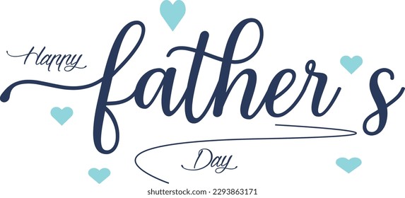 Happy Fathers Day banner, greeting with hand written lettering 