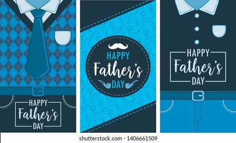 Happy Father's Day Banner Set, Flat vector 