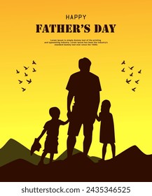 Happy father's day banner for social media post with son and father hand together.