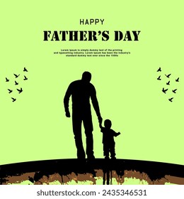 Happy father's day banner for social media post with son and father hand together.
