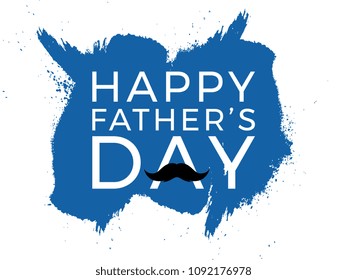 happy fathers day banner template with text and mustache on brush stroke background