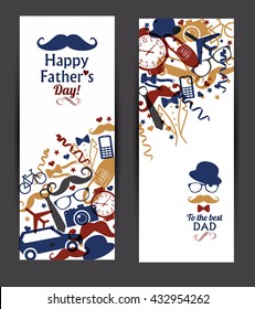 Happy fathers day banners set.