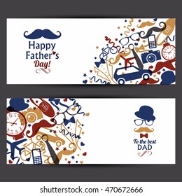 Happy fathers day banners set.