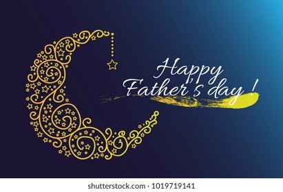 happy father's day, beautiful greeting card with moon and star