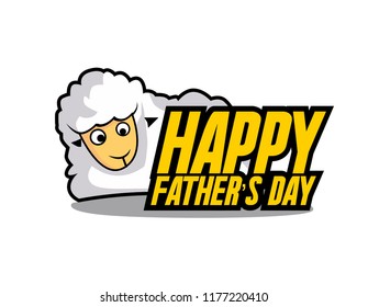 happy father's day, beautiful greeting card background or banner with sheep illustration for muslim event or farm theme. design illustration