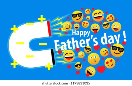 happy father's day, beautiful greeting card background, poster or banner with magnet mood or smile theme. design vector illustration