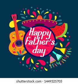 happy father's day, beautiful greeting card background or banner with colorful summer theme. design illustration