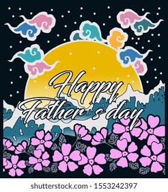 happy father's day, beautiful greeting card background or banner with sea and flower theme. design illustration