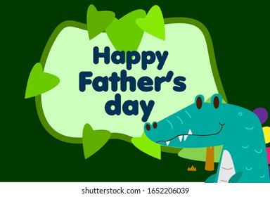 happy father's day, beautiful greeting card background or template banner with cute baby animal character theme. vector design illustration, it can use for label, logo, sign, sticker or printing for t