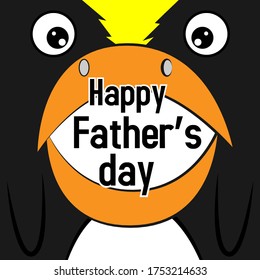 Happy father's day, beautiful greeting card background or banner with cute penguins theme. vector illustration