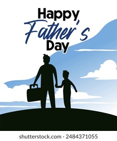 happy father's day with a beautiful sky background