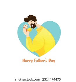 Happy Father's Day beautiful vector illustration of father with his child  