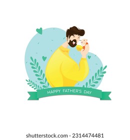 Happy Father's Day beautiful vector illustration of father with his child  