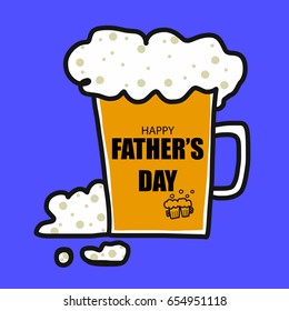 Happy Father's Day Beer Glass Cartoon Vector Illustration 