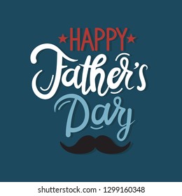 Happy father's day! Best dad, greeting card. Colorful cute backdrop vector. Illustration with mustache. Poster design with english text. Save the date card. With a birth!