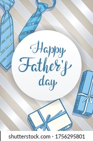  Happy father's day Best Dad Ever. Vertical Banner / Flyer for Father's Day with gifts and ties
