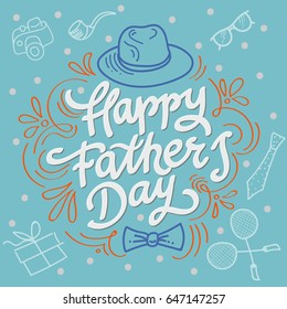 Happy fathers day best dad. Hand made vector illustration