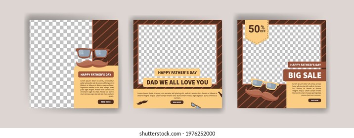 Happy Father's Day. Father's day big sale. Banner vector for social media ads, web ads, business messages, discount flyers and big sale banners.