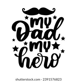 Happy Fathers Day black calligraphy in frame. Father's Day creative vector typographic logo. T-shirt graphic, mug or cup gift concept. Wishes with handwritten text