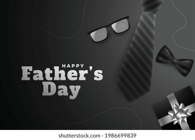 happy fathers day black card with realistic elements