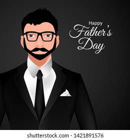 Happy Father's Day in a black suit background