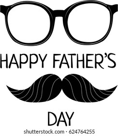 Happy Father's Day. Black and white vector illustration. Stencil. Stamp.
