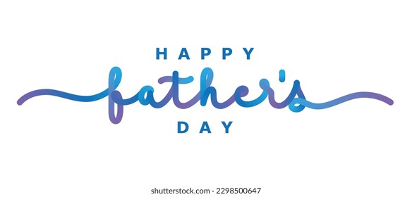 HAPPY FATHER'S DAY blue and purple vector monoline calligraphy banner