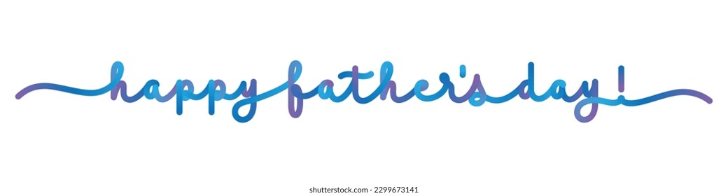 HAPPY FATHER'S DAY blue and purple vector monoline calligraphy banner