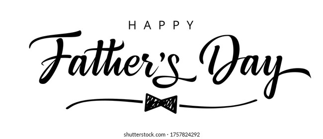 Happy Fathers Day bow tie typography banner. Father's day sale promotion calligraphy poster with doodle necktie and divider sketch line. Vector illustration