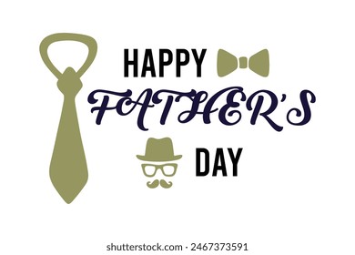 Happy Fathers Day bow tie typography banner. Father's day sale promotion calligraphy poster with doodle necktie and divider sketch line. Vector illustration. Eps10..