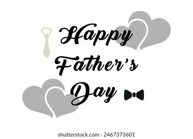 Happy Fathers Day bow tie typography banner. Father's day sale promotion calligraphy poster with doodle necktie and divider sketch line. Vector illustration. Eps10..