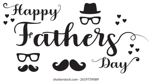 Happy Fathers Day bow tie typography banner. Father's day sale promotion calligraphy poster with doodle necktie and divider sketch line. Father's day lettering for Gift card.  Modern calligraphy 