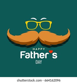 Happy Father's day brown mustache design background, vector illustration