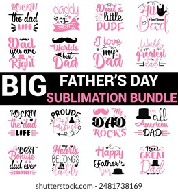 Happy fathers day bundle T-shirt, World's best dad sublimation T-shirt design, father niche vector top trending  typography and best selling T- shirt on print. father bundle niche illustration t shirt