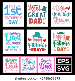  Happy fathers day bundle T-shirt, World's best dad sublimation T-shirt design, father niche vector top trending typography and best selling T- shirt on print. father bundle niche illustration t shirt