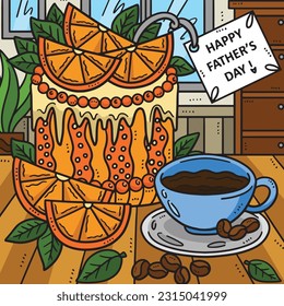 Happy Fathers Day Cake Colored Cartoon 